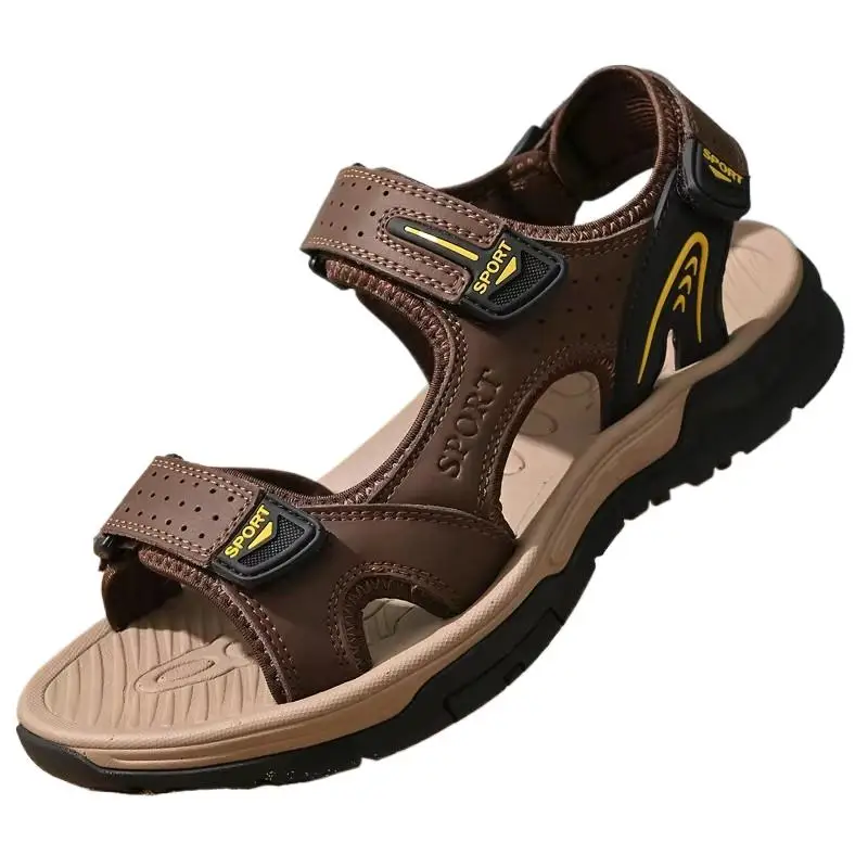 Men's Genuine Leather Sandals Brand Men Beach Sandal Summer Outdoor Casual Lightweight Sandal Fashion Sneakers Large Size 38-46