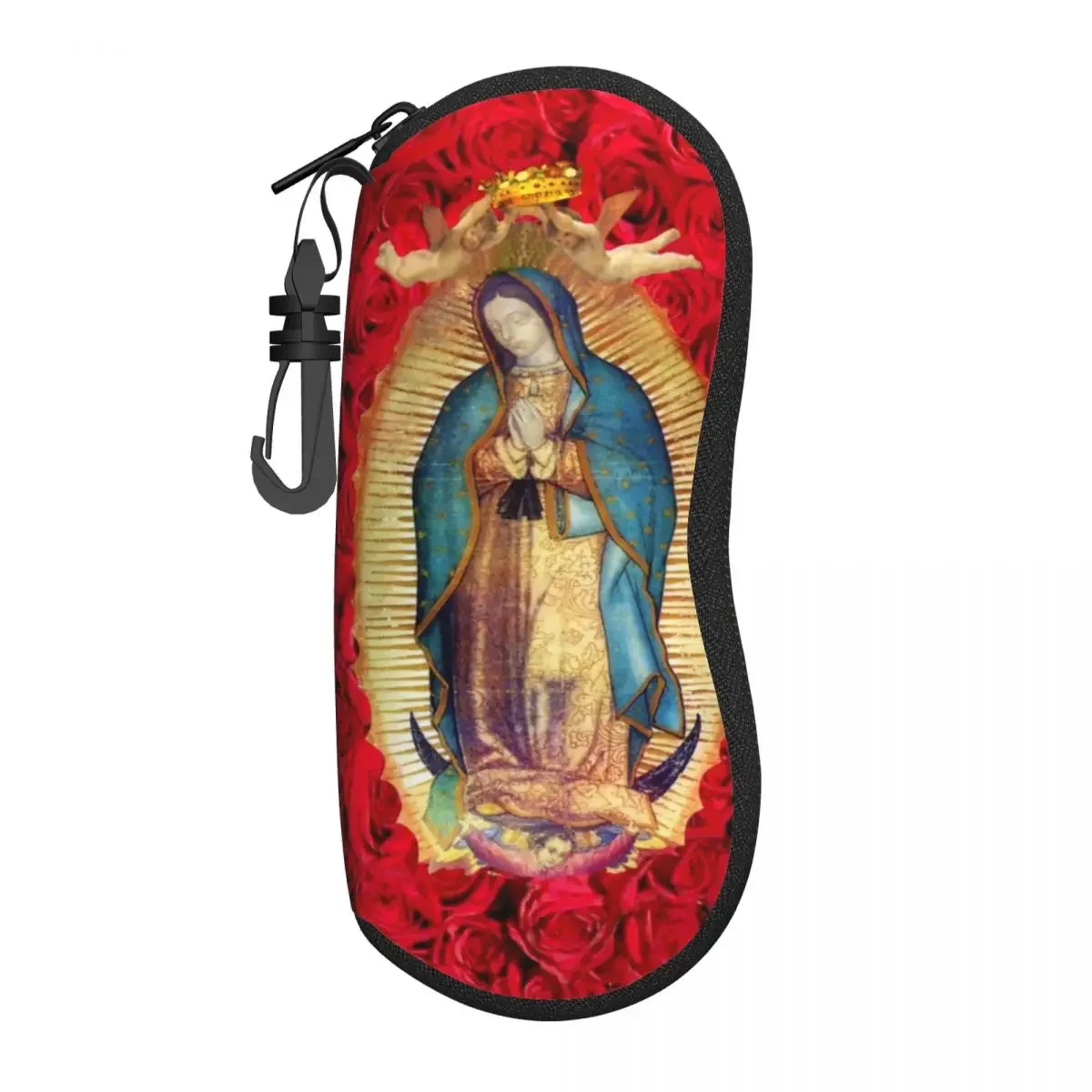 Custom Guadalupe Virgin Mary With Flowers Shell Eyeglasses Case Men Women Cute Catholic Glasses  Sunglasses Box Pouch