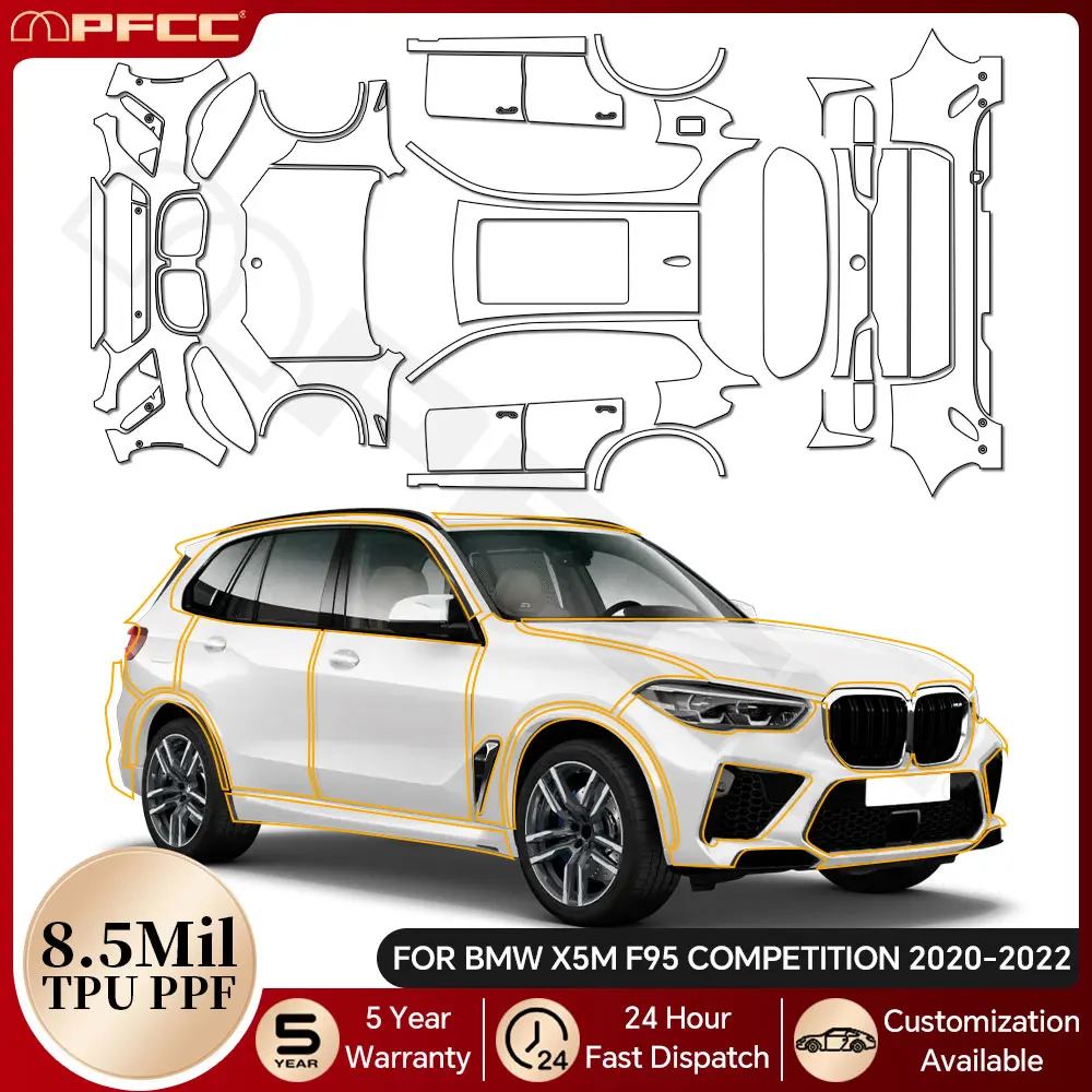 

For BMW X5 M F95 COMPETITION 2020-2022 TPU Paint Protection Film Pre-Cut PPF Car Body Clear Bra Anti-Scratch Resistant Invisible