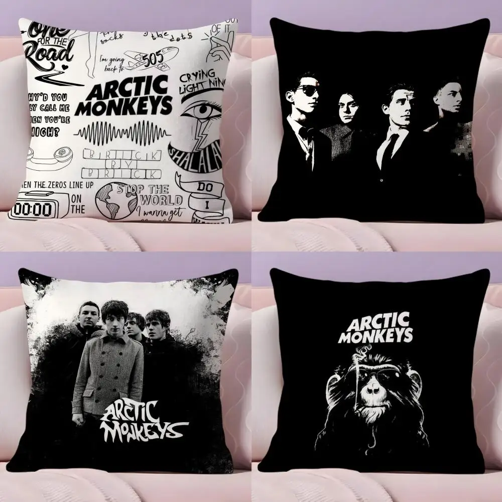Cushion Cover Plush Fabric Soft Double-Sided Printed Sofa Warm Winter Home Gift Pillow Cover A-Arctic M-Music Monkeys
