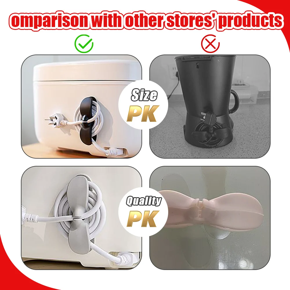 ม้วนสายเคเบิลลวดสำหรับเครื่องใช้ในครัวสาย W rapper การจัดการสายเคเบิลคลิป H older สำหรับหม้อทอด Air fryer เครื่องชงกาแฟผู้ให้บริการลวด