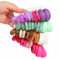 New Korean 5pair Colorful Circle Acrylic Earring Hoops for Women Vintage Twist Geometric Stud Earring Statement Jewelry Set Gift