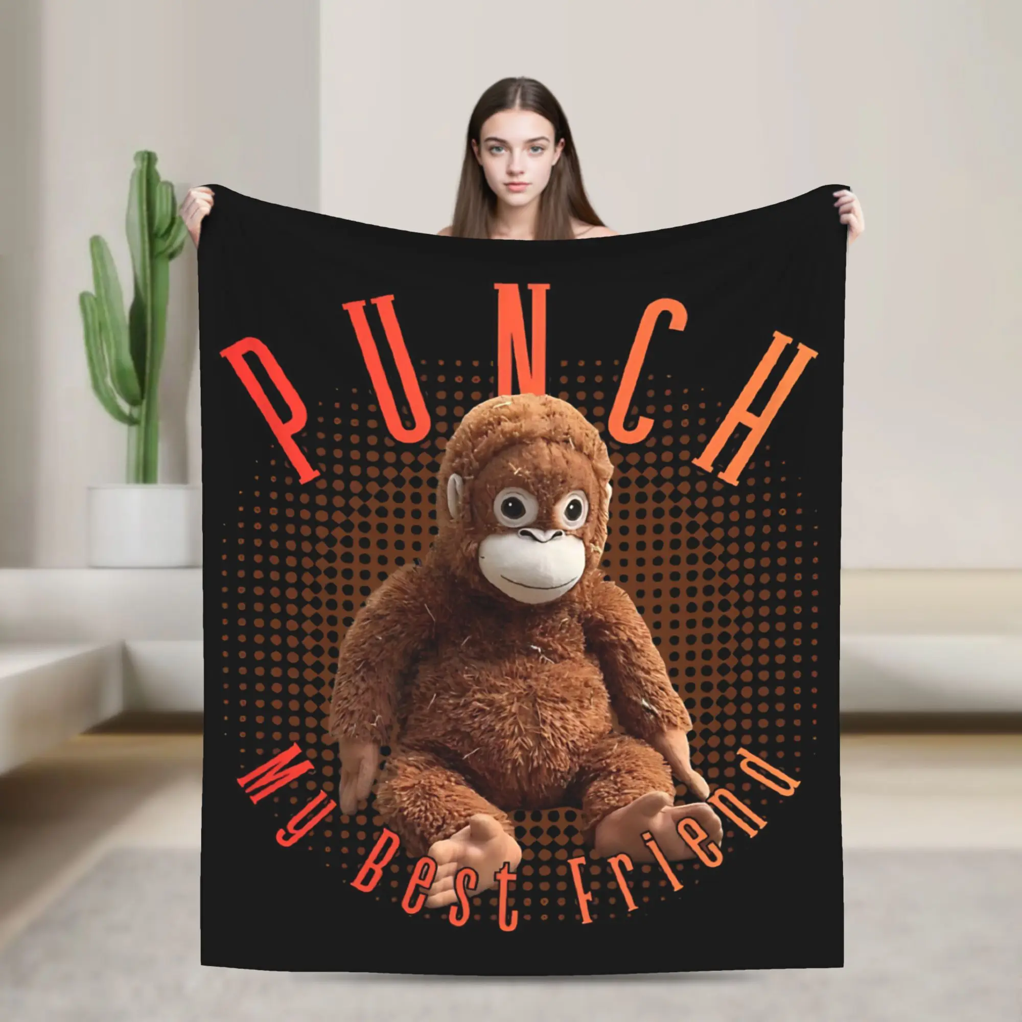 

Punch Monkey Knitted Blankets Flannel Throw Blankets Bedding Couch Portable Ultra-Soft Warm Bedsprea,