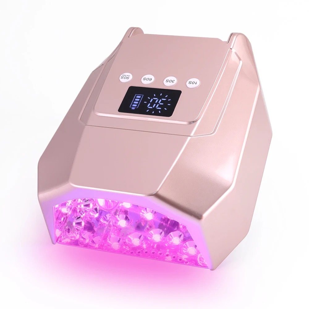 98W Powerful Pink LEDs UV Lamp Rechargeable Battery Manicure Pedicure Curing Polish Cordless Nail Dryer Fast Drying Gel