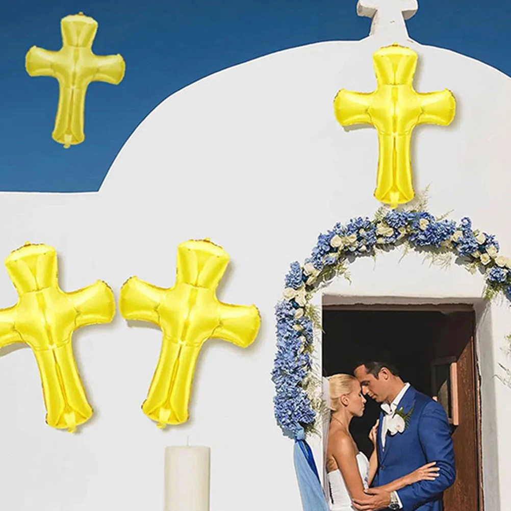 

6pcs Cross Balloons Aluminum Foil Baby Baptism Christening Decorations Party Supplies Balloon Inflate Easy Children Celebrations
