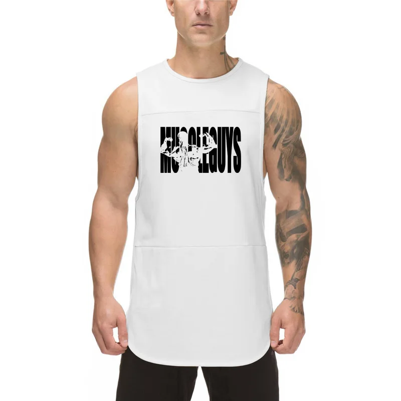 Summer Men new Gym Workout Running training weightlifting Clothes  Sportswear Equipment Training Sleeveless Quick-drying T-shirt