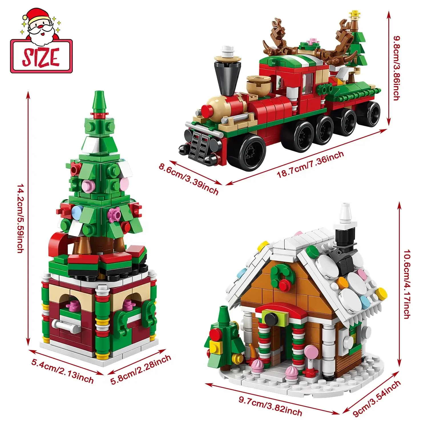 TOYLINX DIY Model Christmas Series Building Blocks Toys Set with Light Creative Winter Village House for Kids Xmas Gifts