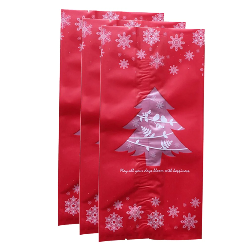 50 Pcs Red Candy Bags Christmas Gift Flat Cookies Snack Biscuit Packaging Creative