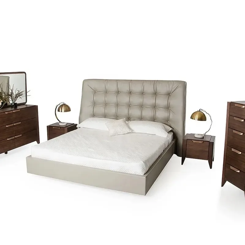 

⁕yMorden Leather Bedroom Furniture Set with Soft Sponge Headboard Villa Apartment Hotel Use High-Quality