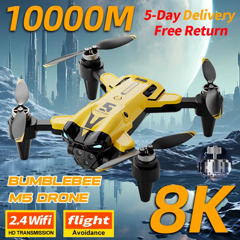 2024 Nuovo M5 Drone 8K Professionale Tripla Fotocamera Motore Brushless Flusso Ottico Posizionamento Pieghevole Quadcopter RC Dron Giocattoli Regali