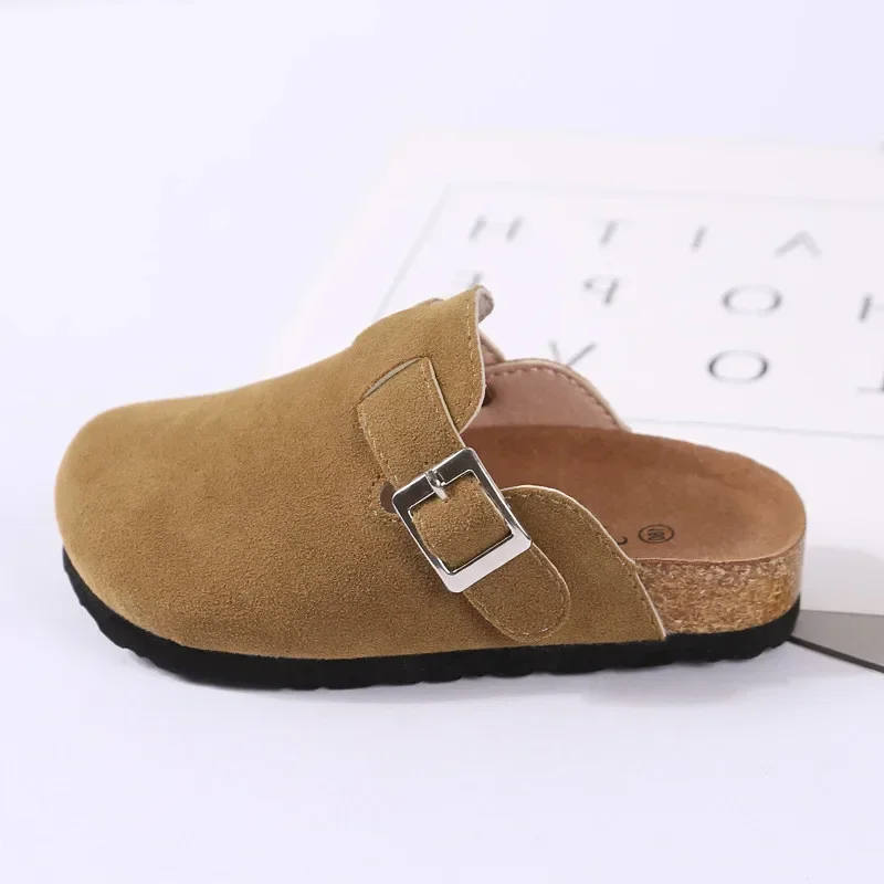 Zapatillas para niños, zapatillas de corcho para niñas, zapatos para niños, zapatos para el hogar, sandalias informales de gamuza a la moda para