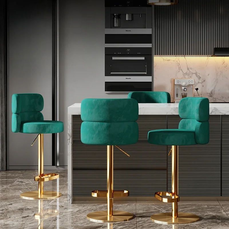 Rugleuning Nordic Bar Stoelen Rvs Stalen Architect Meubels Italiaans Type Pedaal Teller Kruk Aanpassen Pub Chaise Haute Pour Bar