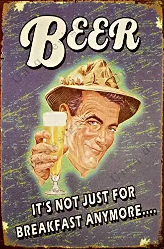 Vintage Beer Tin Signs Beer Its Not Just for Breakfast Anymore Metal Beer Signs - Bar Signs Vintage Beer Wall Decor Alcohol Sig