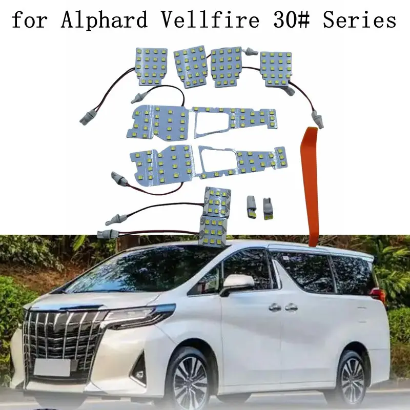 6000K LED Car Interior Reading Lights Case for Toyota Alphard Vellfire 30# Series 2015-2021 5050SMD, 10 pcs/set