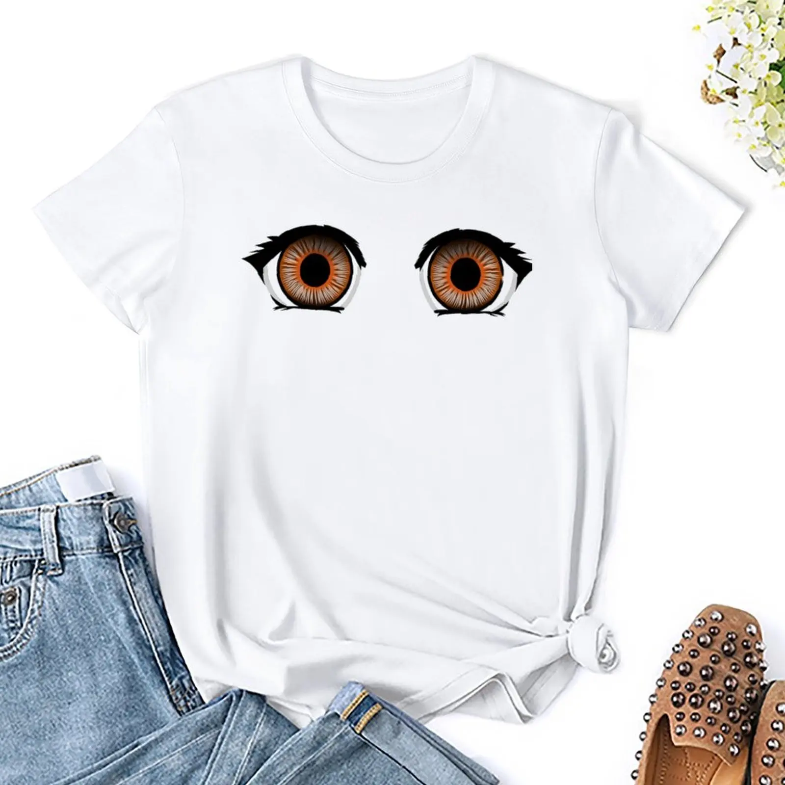 Round Neck Anime Eyes Essential For Sale T-shirt  Move Top Tee Funny Graphic Home