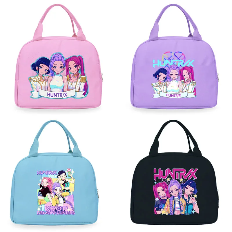 

Anime KPop Demon Hunters Lunch Bag Men Women Cartoon Style Handbags Thickened Insulation Lunch Box Bag teen