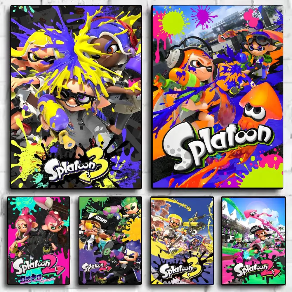 Juego S-Splatoon 3 pegatinas de póster HD pintura impermeable arte de pared para dormitorio sala de estar decoración del hogar regalo
