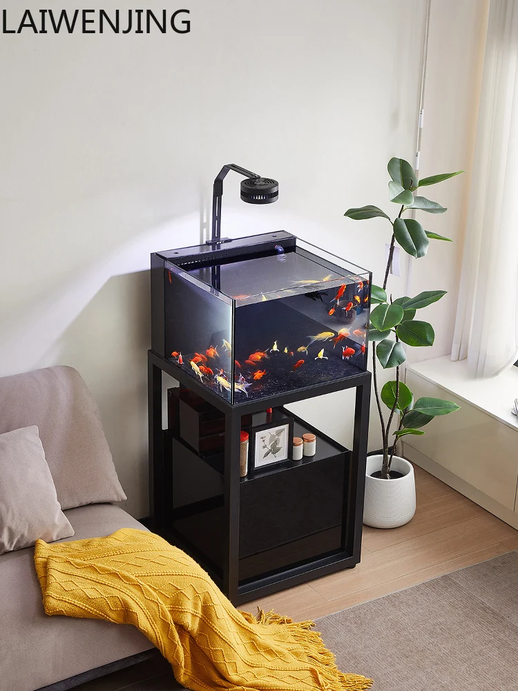 

HLZ new 60 square tank back overflow bottom filter integrated fish tank living room ecological stream tank