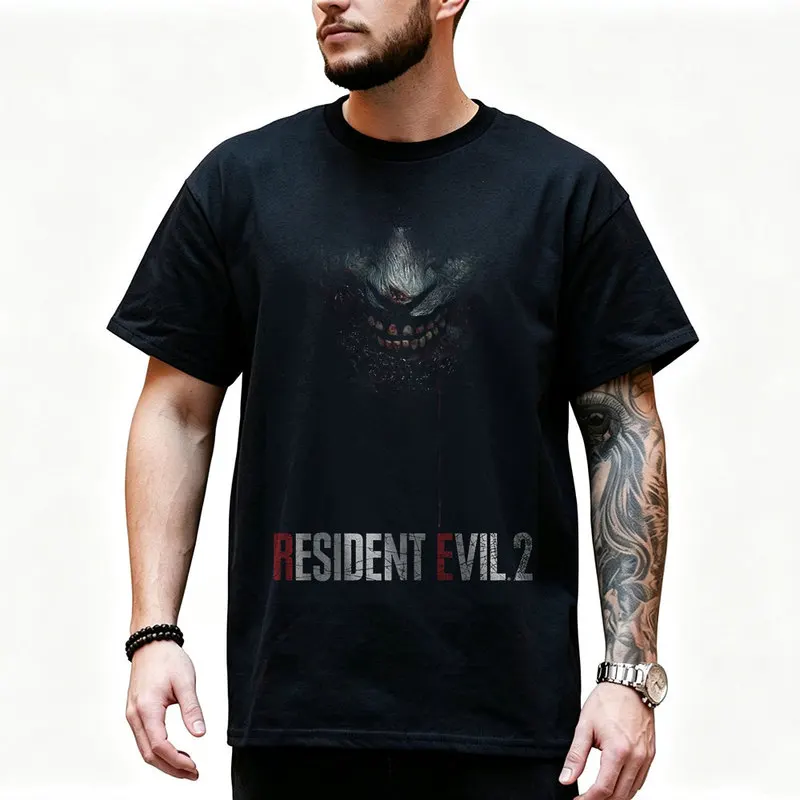 Vintage Resident Evil 2 Nemesis T‑Shirt Biohazard RE2 Horror Movie Game Graphic Print Tee Retro Unisex Streetwear Tops