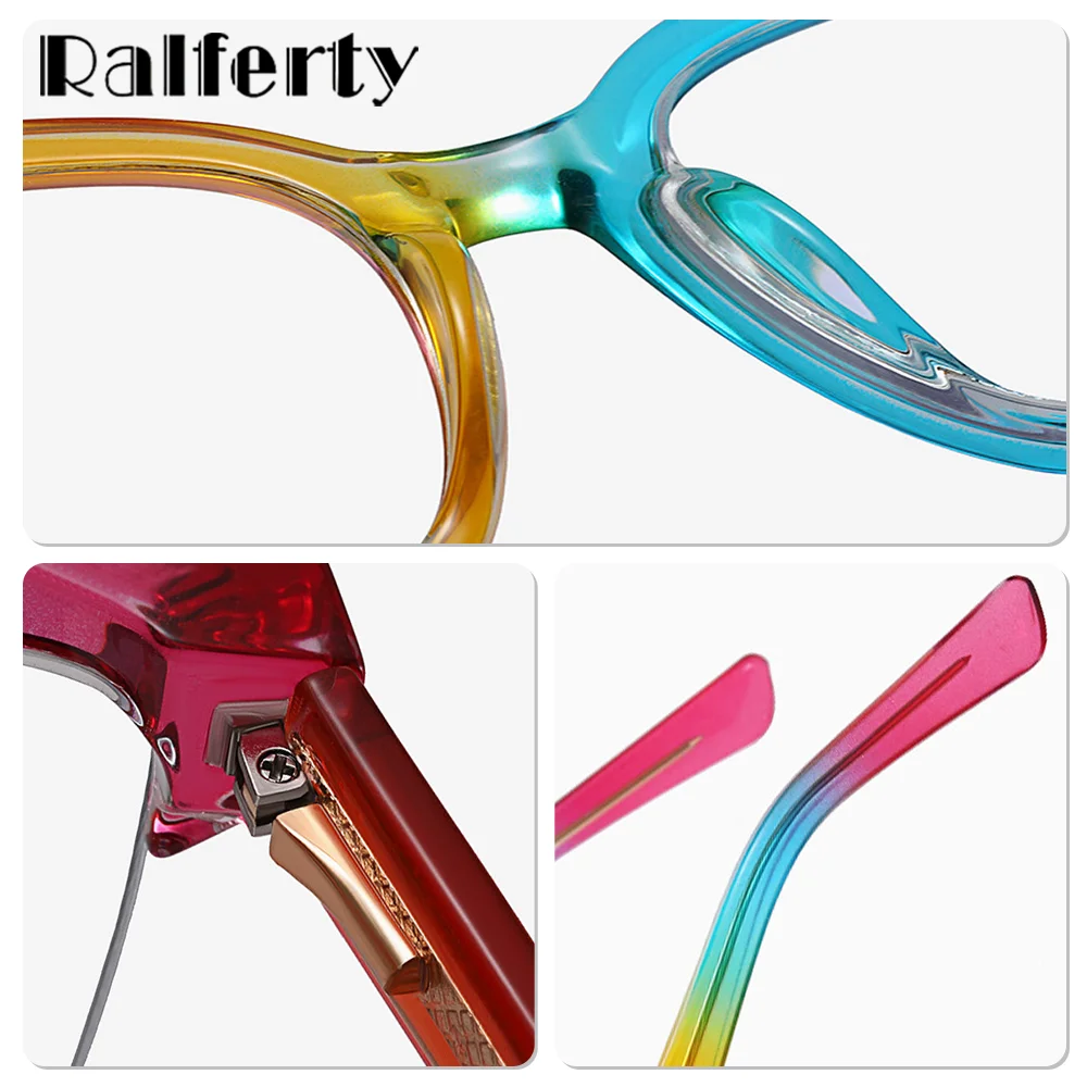 Ralferty Fashion Women\'s Glasses Frame Oversize Rainbow Anti Blue Light Glasses for Women No Diopter Grade Optic Frame Eyeglass