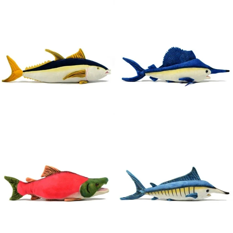 

Cute Red Salmon Marlin Yellowfin Tuna Plush Doll Fish Toy Simulation Marine Animal Toys