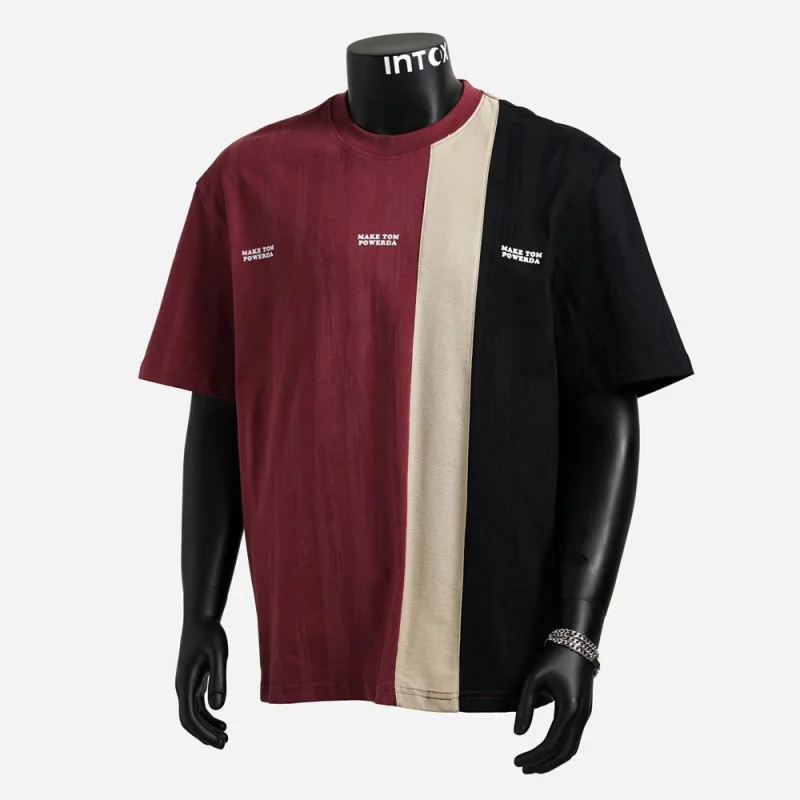 Loose-fitting High Street Style T-Shirt with Contrasting Colors from South America for Men, Casual Daily Summer Wear
