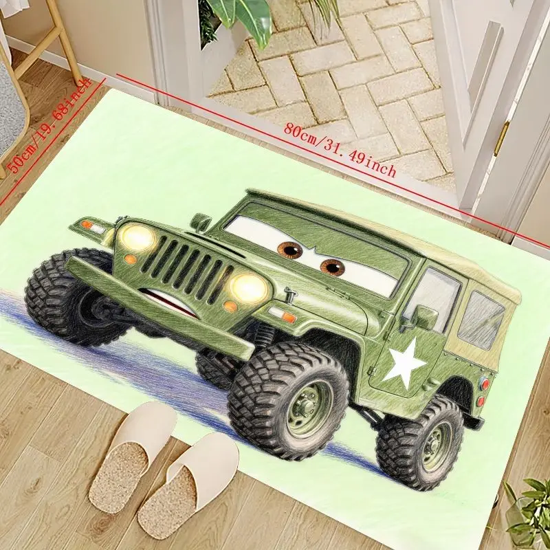 

1 шт., милый мультяшный военный зеленый джип, автомобильный напольный коврик, нескользящий моющийся коврик для детей, спальни, гостиной, игровой комнаты, Hom