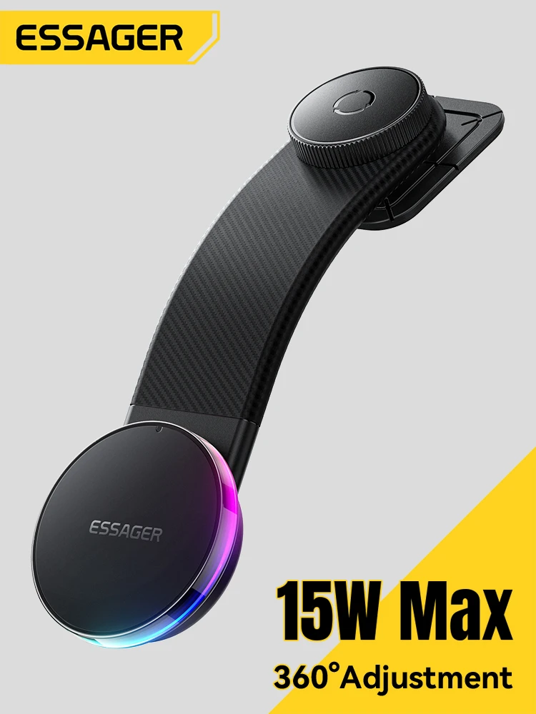 Essager 360 °   Magnetyczny uchwyt samochodowy na telefon z swobodnym obrotem, ładowarka bezprzewodowa LED 15W, kompatybilny z MagSafe, do iPhone 17 16 15 14 Pro Max — zdjęcie produktu 7