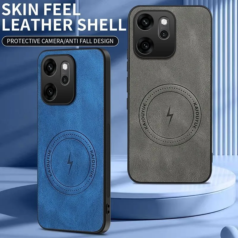 غلاف هاتف شفط مغناطيسي مثبت على السيارة من الجلد النباتي لهاتف OPPO Reno 15/14 Pro 15ProMax 15/14/F/FS A6Pro 4G/5G حافظة خلفية للحماية