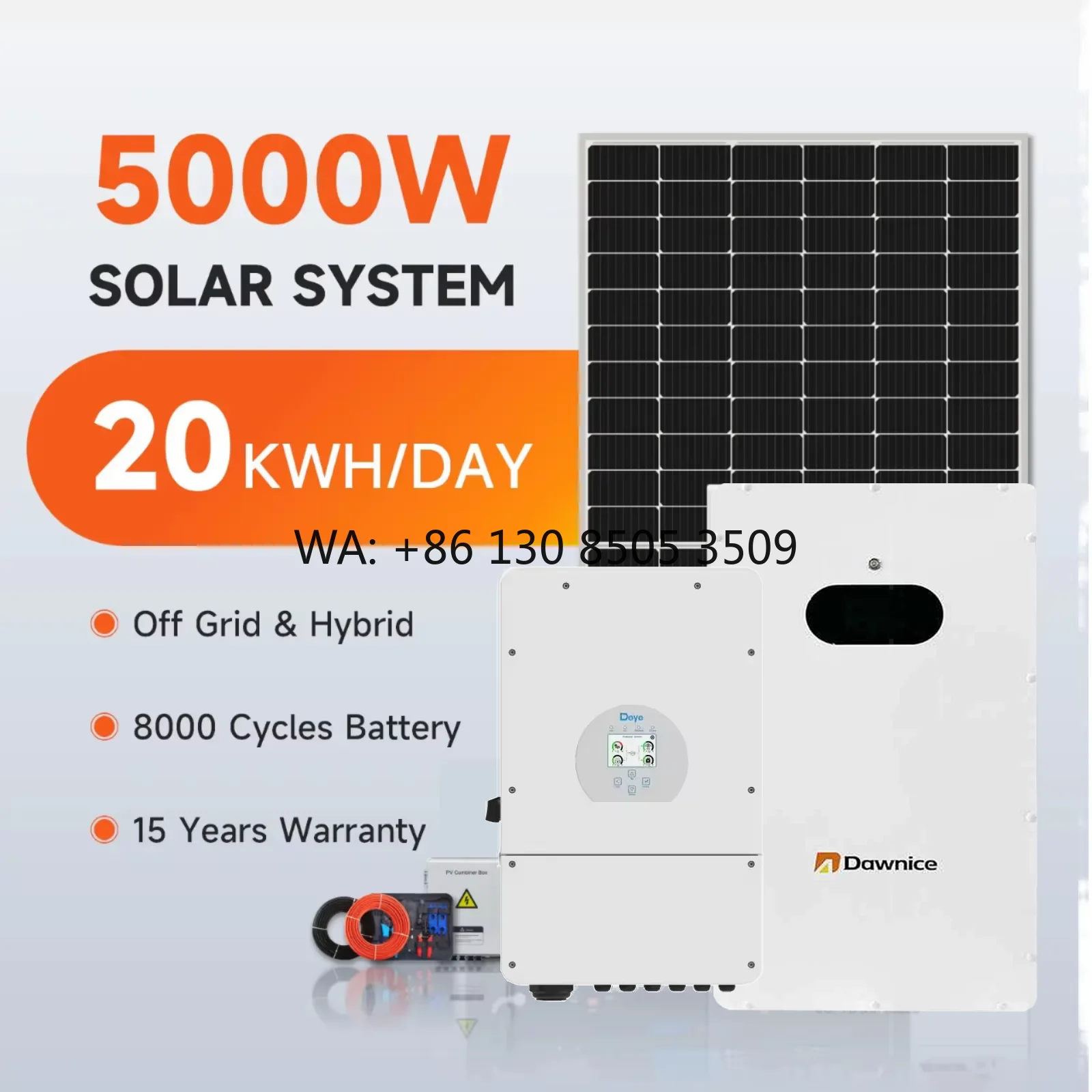 

Универсальная гибридная инверторная система Dawnice 5 кВт, 10 кВт, 20 кВт, 30 кВт, полный комплект системы солнечной энергии