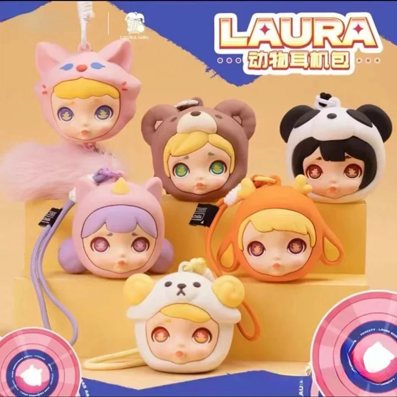 Toycity Laura Animal Earphones Pack Series Blind Box Kawaii Doll Cute Anime Figure Mystery Box Toys Desktop Ornaments Gift