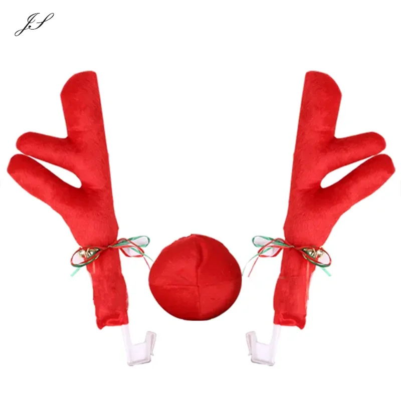 1 Pairs Reindeer Decoration Elk Antler Car Nose Horn Costume Decor Sets Rudolph Christmas Reindeer Antlers Red Nose Ornaments