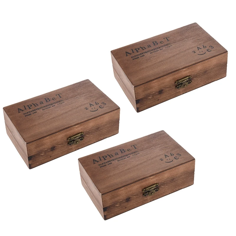 Pack Of 210Pcs Rubber Stamps Set Vintage Wooden Box Case Alphabet Letters Number Craft (No Ink Pad Included)