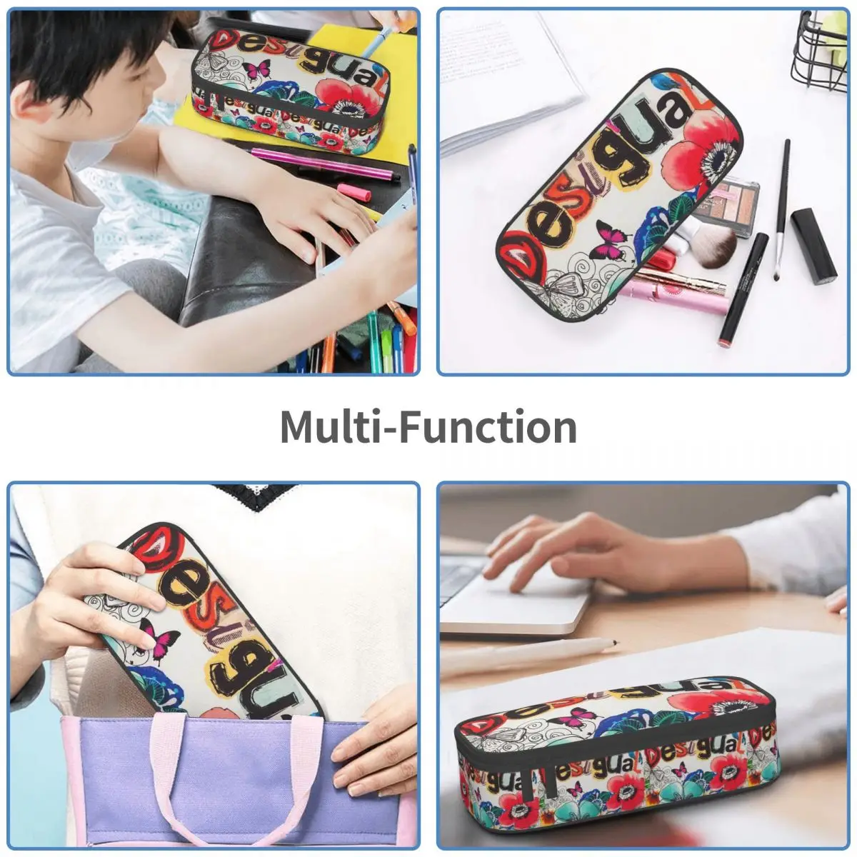 Desigual Custom Pencil Case for Kids School Pen Box Pencil Bag Stationery Supplies Pen Holder Bag