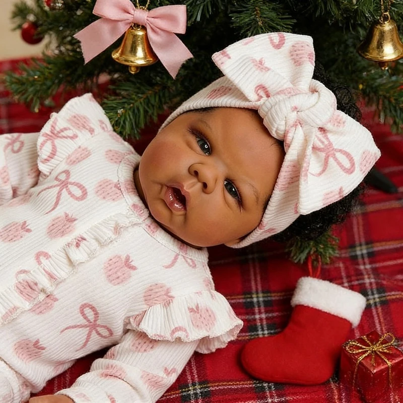 Bambola Reborn Occhi Blu Gounchi con Capelli Impiantati 50cm Corpo in Cotone Fatta a Mano Regalo Artistico Giocattolo