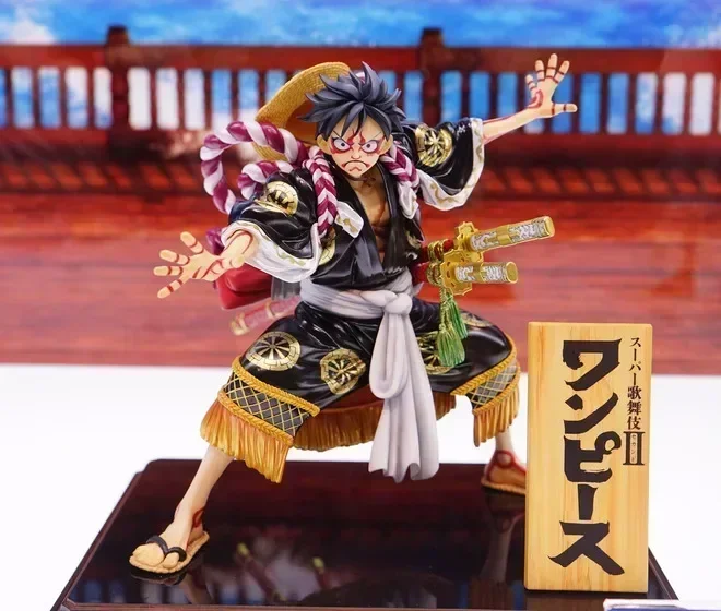 16.5cm One Piece Kabuki Straw Hat Pirate Luffy Kimono Anime Action Figures Collectible Model Adult Kids Toy Gifts Trendy