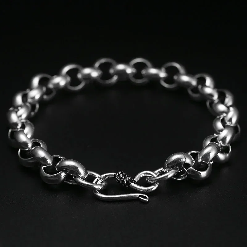 ZABRA 925 Sterling Silver Created Male Interlocking Bracelet Bangles Domineering Thai Vintage Biker Men Fashion Charms Jewelry