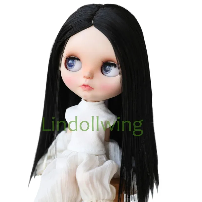 

9-10 inch Blyth Wig Long Straight Black Hair 1B