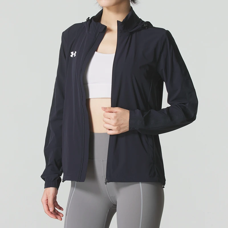 

Спортивная куртка Under Armour, женская ветрозащитная куртка из тканого материала, повседневная спортивная одежда для фитнеса и активного отдыха 22500411-001