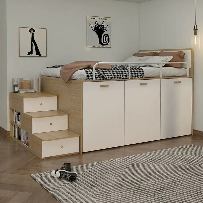 Adult Children’s Half-height Bed Combination Lower Cabinet Integrated Space-saving Multi-functional Pull-out Wardrobe