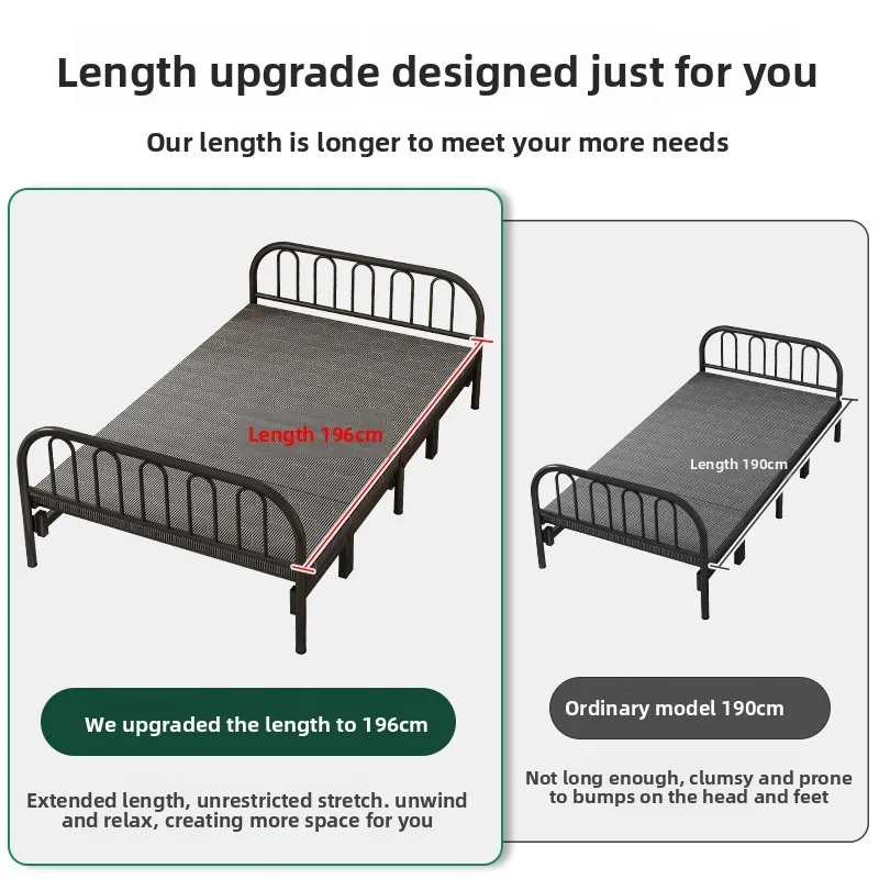 Folding Bed Adult Single Double Iron Frame Hard Board Dormitory Rental Home Portable Multipurpose Camp Bed Single Folding Bed