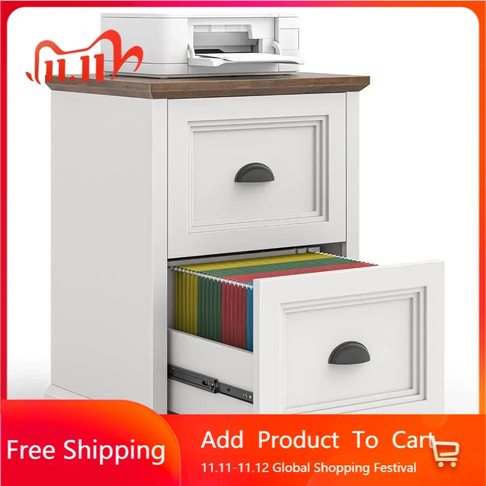 

Вертикальный шкаф для документов, картотечный шкаф с 2 выдвижными ящиками, небольшой деревенский шкаф для документов, подходит для форматов Letter/A4, деревянная подставка для принтера