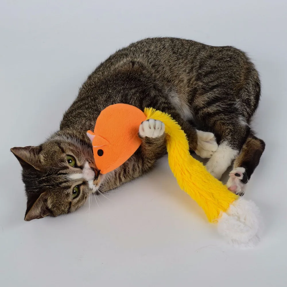 Cat Catnip Toys Fluffy Teaser Long Tail Mouse Pet Kitten Interactive Rattle for Kitty Playing Fun Indoor