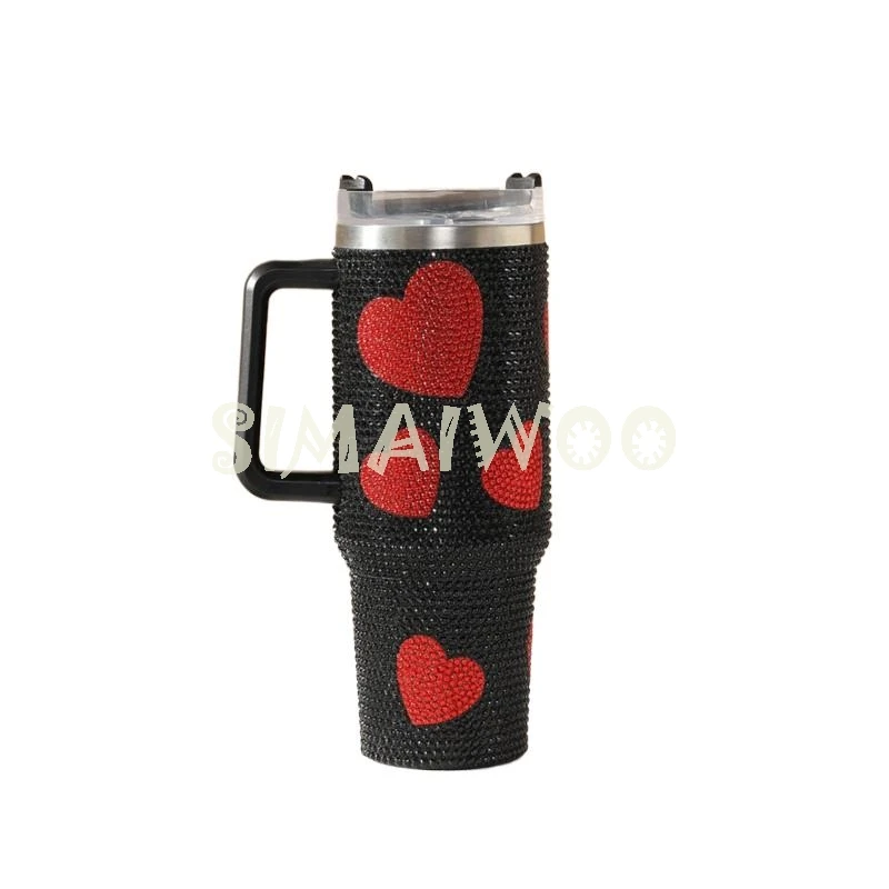

Rhinestone Tumbler Blinged Stainless Steel Coffee Mug Handmade Bottle Thermal Vacuum Mosaic Cross Stitch Christmas Accessaries