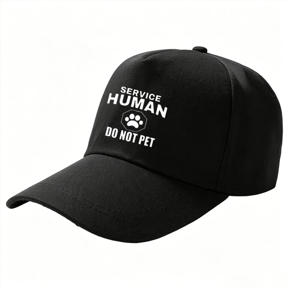 Service Human Do Not Pet Paw Print Slogan Baseball Cap Adjustable Funny Pet Theme Unisex Outdoor Casual Sun Hat Protection Hat
