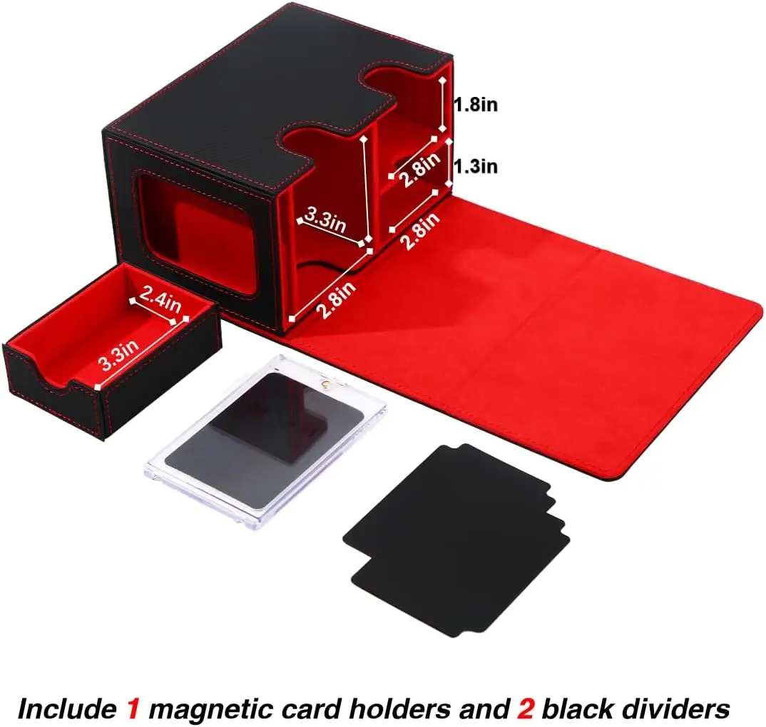 

NEW Window 200+PU Leather Magnet Card Storage Box TCG Board Game Magic Commander Card Collection Display Card Box