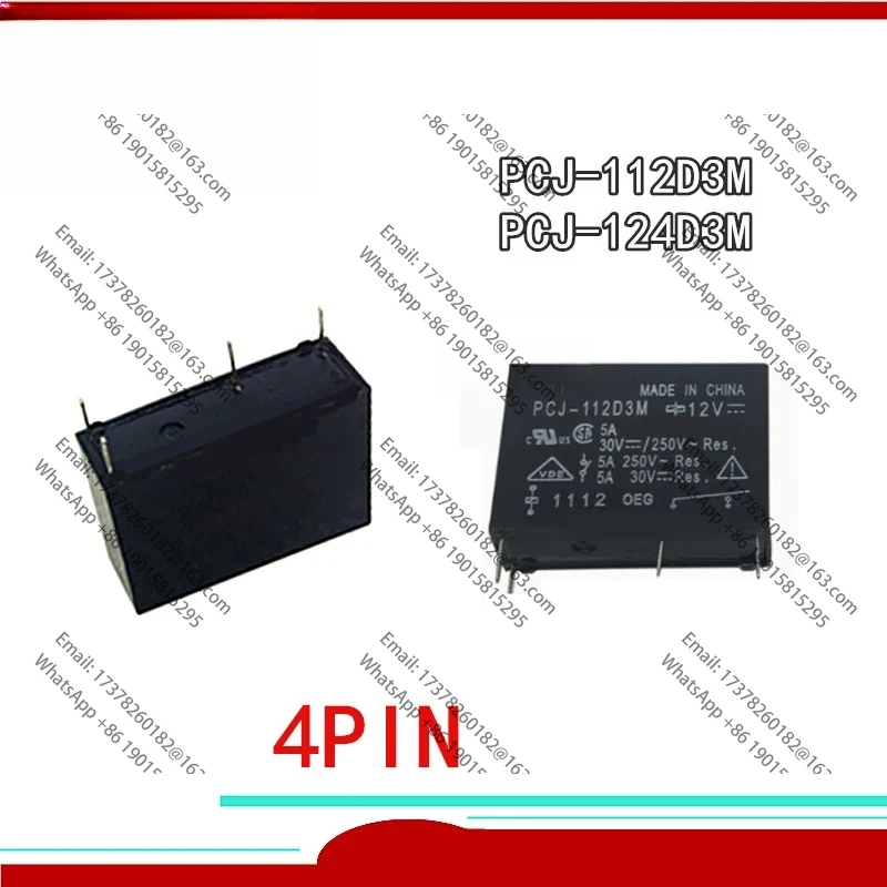 

10pcs/lot 100%Original New Power Relay PCJ-112D3M 12VDC PCJ-124D3M 24VDC 5A 12V 24V 4PINS