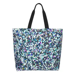 Paillettes Glitter Sparkle Diamond Canvas borse per la spesa portatili di grande capacità Grocery Bling Crystal strass Shopper Tote Bags