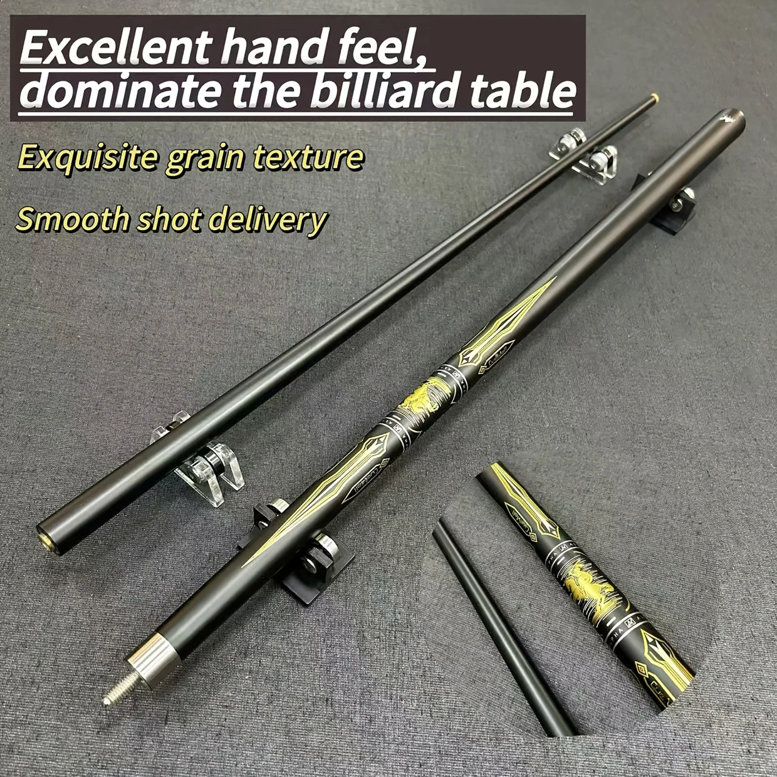 58" 19oz 1/2‑Piece High‑Tech Pool Cue, Golden Knight Horse Graphic Billiard Stick, 11.5 mm Medium Tip for Indoor Table Games