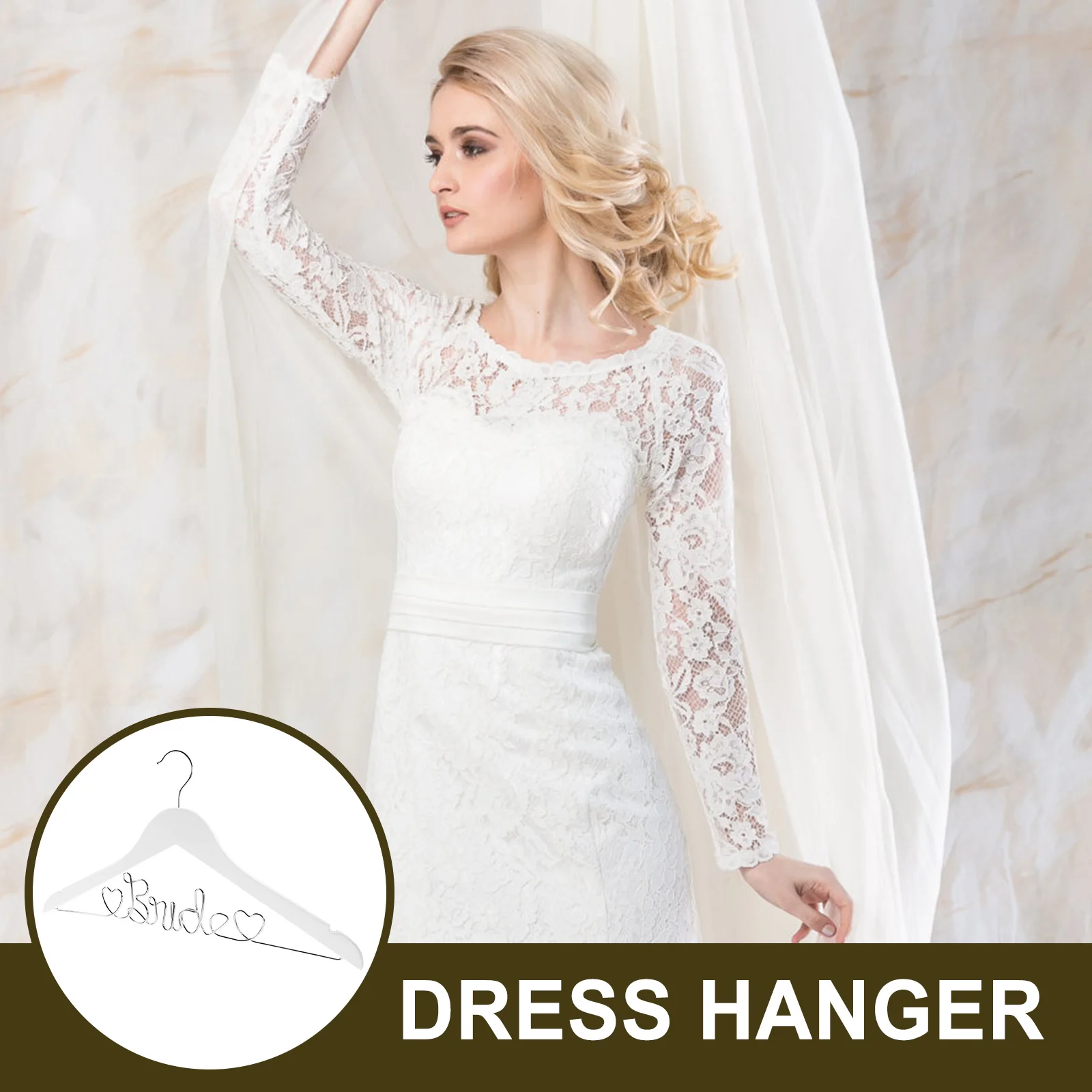 

Wedding Dress Hanger Natural Solid Wood Metal Bride Shape Anti-Slip Clothing Rail For Bridal Shop Wedding Fair Display Garment